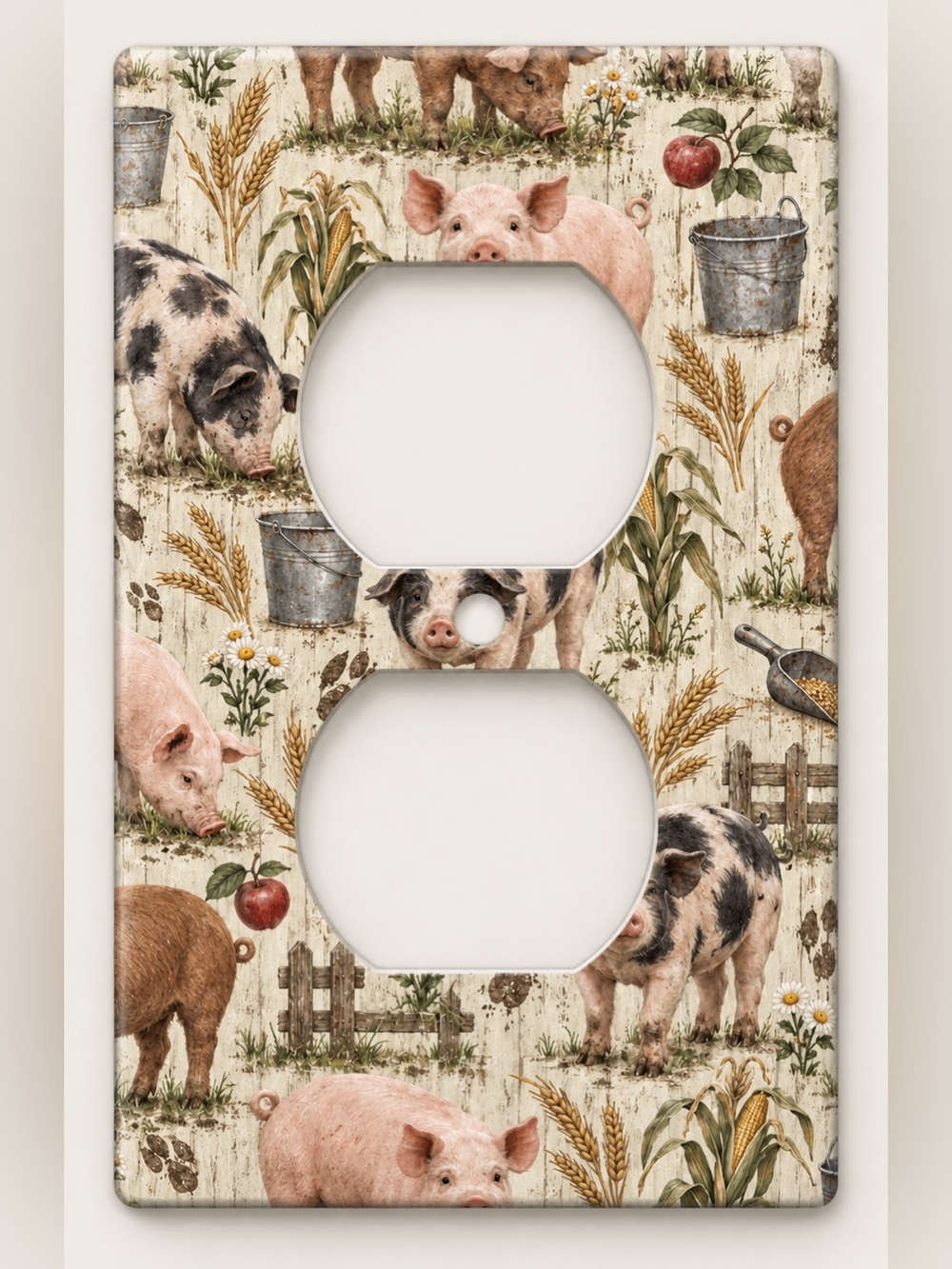 Rustic Pig Farmhouse Outlet Cover Country Farm Kitchen Wall Plate Decor